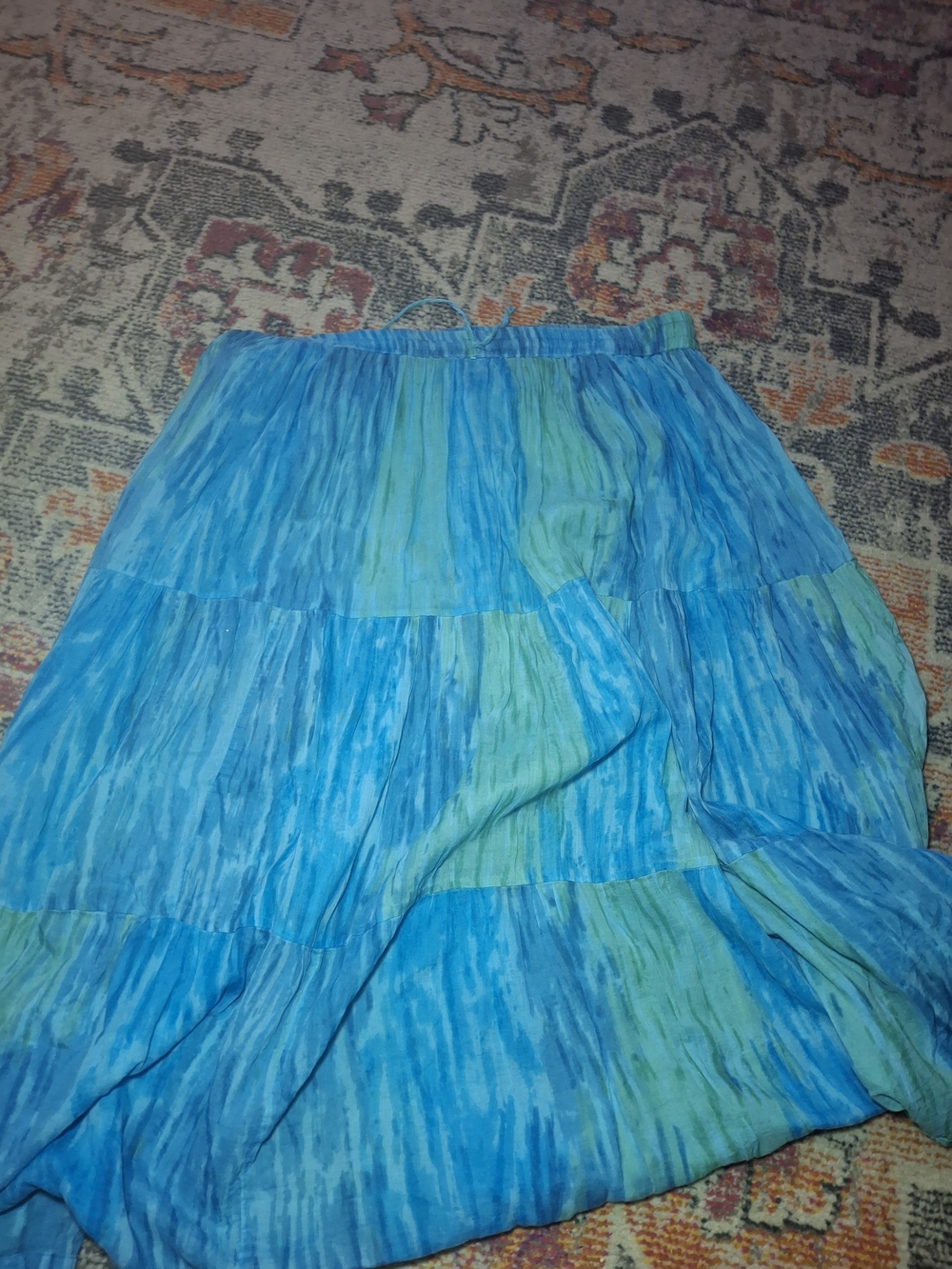 Blue Tiered Maxi Skirt - Lightweight Summer Style